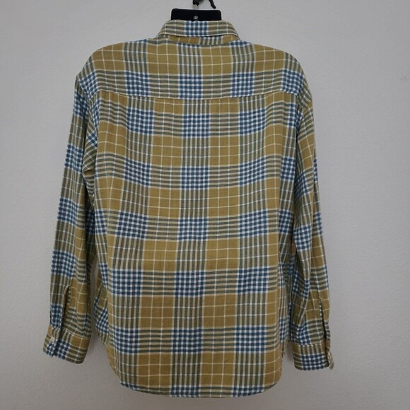 American Eagle Shirt Large Yellow Plaid Flannel Shacket Casual Cozy Fall - Picture 7 of 10